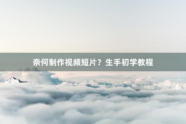 奈何制作视频短片？生手初学教程
