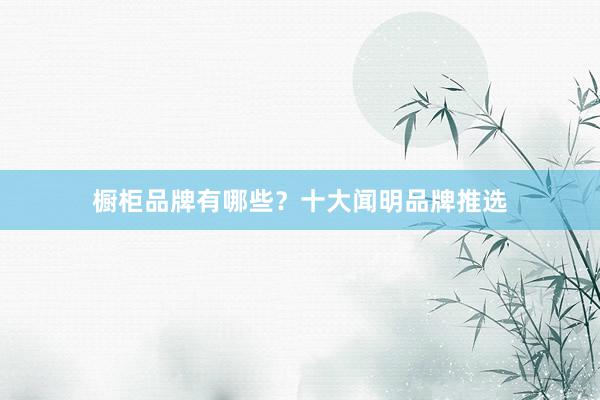 橱柜品牌有哪些？十大闻明品牌推选